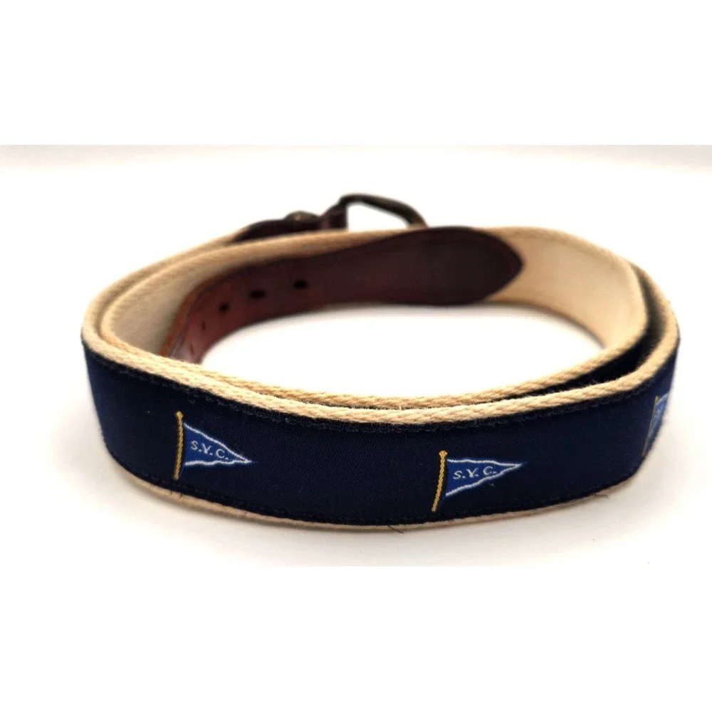 Classic Men's 47.5-inch Webbed Belt Southern Yacht Club Logo New Orleans